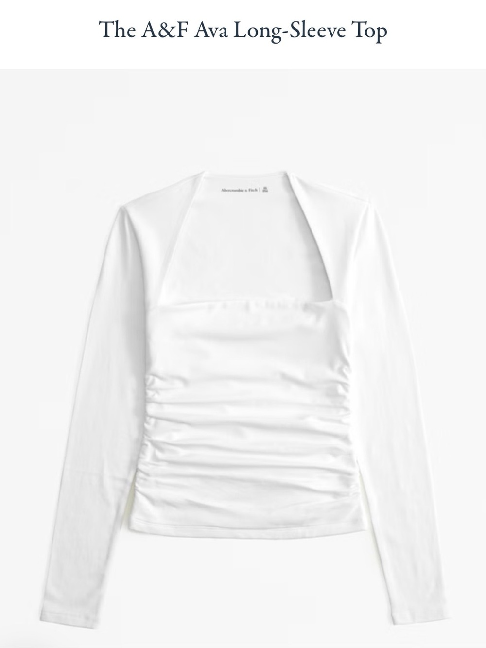 Abercrombie & Fitch White Ruched Square-Neck Long-Sleeve Top